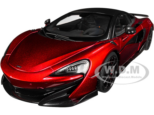McLaren 600LT Vermillion Red and Carbon 1/18 Model Car Autoart 76085
