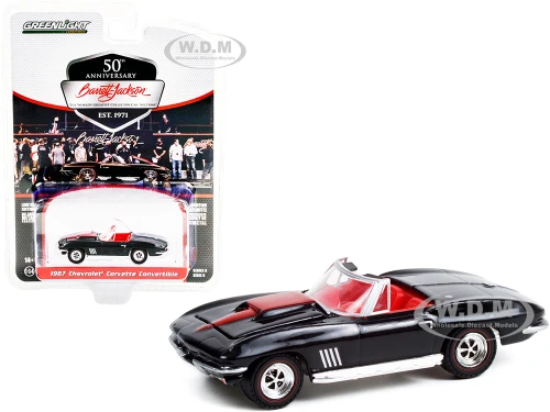 1967 Chevrolet Corvette Convertible Black Red Stripe Red Interior Lot #1367 Barrett Jackson Scottsdale Edition Series 8 1/64 Diecast Model Car Greenlight 37240 A