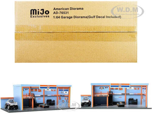 Garage Diorama Gulf Oil Diorama with Decals 1/64 Scale Models American Diorama 76531