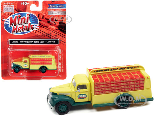 1941-1946 Chevrolet Delivery Bottle Truck Yellow Green Kool-Aid 1/87 HO Scale Model Classic Metal Works 30620