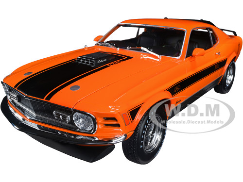 1970 Ford Mustang Mach 1 428 Twister Special Orange with Black Stripes Special Edition 1/18 Diecast Model Car Maisto 31453or