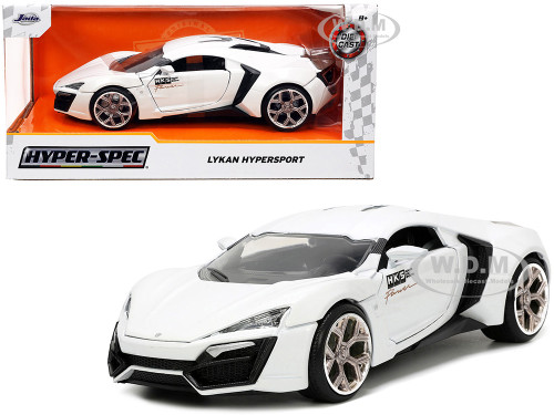 Lykan Hypersport White with Bronze Metallic Rear Spoiler HKS Hyper-Spec Series 1/24 Diecast Model Car Jada JA34030