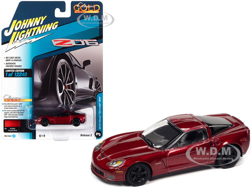 2012 Chevrolet Corvette Z06 Crystal Red Metallic Classic Gold Collection Series Limited Edition 12240 pieces Worldwide 1/64 Diecast Model Car Johnny Lightning JLCG029-JLSP245A