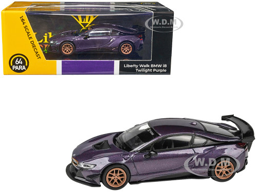 BMW i8 Liberty Walk Twilight Purple Metallic Gold Wheels 1/64 Diecast Model Car Paragon Models PA-55153