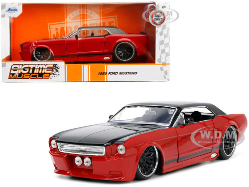 1965 Ford Mustang Custom Red Black Bigtime Muscle Series 1/24 Diecast Model Car Jada 34202