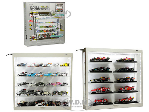 Showcase Wall Mount 5 Tier Display Case White with White Back
