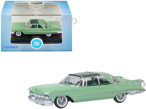 1959 Chrysler Imperial Crown 2 Door Hardtop Highland Green and Ballad Green 1/87 HO Scale Diecast Model Car Oxford Diecast 87IC59002