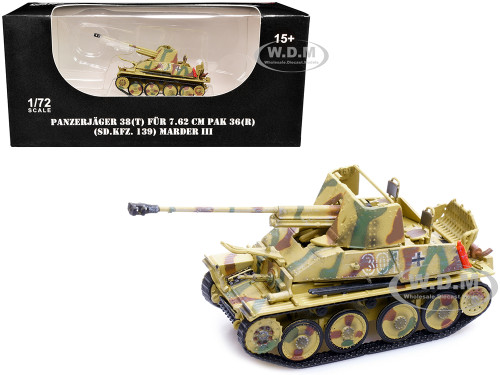 Sd Kfz 139 Panzerjager 38 t Fur 7 62cm PaK 36 R Marder III Tank Destroyer 301 Germany World War II 1/72 Diecast Model Legion LEG-12023LA