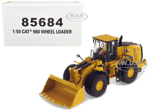 CAT Caterpillar 980 Wheel Loader Yellow with Operator High Line Series 1/50 Diecast Model Diecast Masters 85684