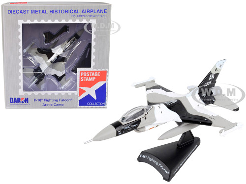 General Dynamics F 16 Fighting Falcon Fighter Aircraft Arctic Camouflage United States Air Force 1/126 Diecast Model Airplane Postage Stamp PS5399-3
