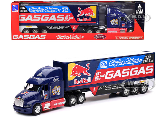 Peterbilt 387 Truck Dark Blue Red Bull Troy Lee Designs GASGAS 1/32 Diecast Model New Ray 11053