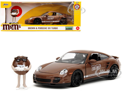 Porsche 911 Turbo Brown and Brown M&M Diecast Figure M&M s Hollywood Rides Series 1/24 Diecast Model Car Jada 34624