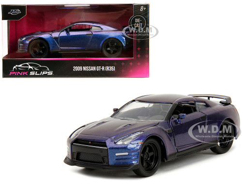 2009 Nissan GT R R35 Purple Metallic Pink Slips Series 1/32 Diecast Model Car Jada 34856
