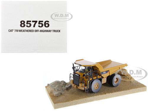 CAT Caterpillar 770 Off Highway Truck Yellow Weathered with Operator Weathered Series 1/50 Diecast Model Diecast Masters 85756