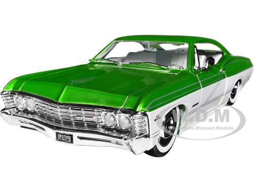 1967 Chevrolet Impala SS Green Metallic and White with White Interior Bigtime Muscle Series 1/24 Diecast Model Car Jada 35025