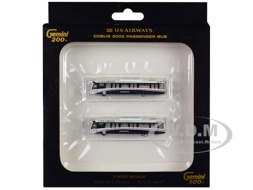 Cobus 3000 Passenger Bus White and Blue US Airways Shuttle Bus 2 Piece Set Gemini 200 Series Diecast Models GeminiJets G2USA573