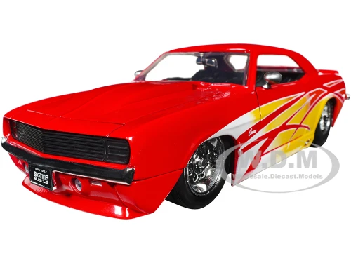 1969 Chevrolet Camaro Red with Graphics BigTime Muscle Series 1/24 Diecast Model Car Jada 35029