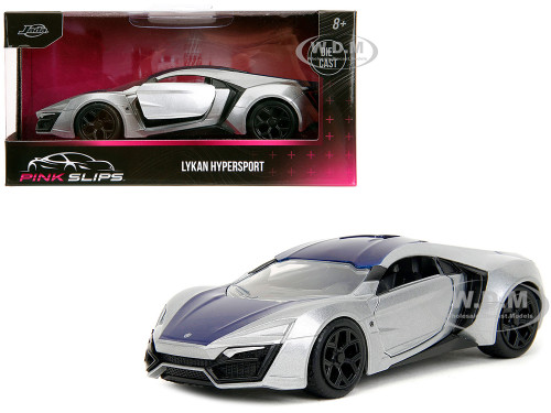 Lykan Hypersport Silver Metallic and Purple Pink Slips Series 1/32 Diecast Model Car Jada 35415