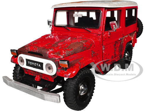 Toyota FJ40 Land Cruiser Red with White Top Rusted Version For