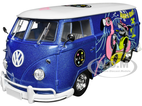 1960 Volkswagen Delivery Van Blue Metallic with White Top Maui and