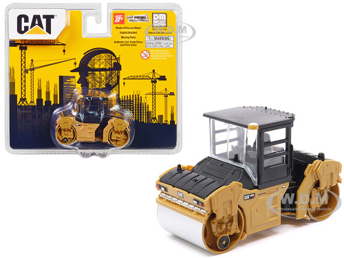 CAT Caterpillar CB 13 Tandem Vibratory Roller with Cab Yellow and Black 1/64 Diecast Model Diecast Masters 84641CS