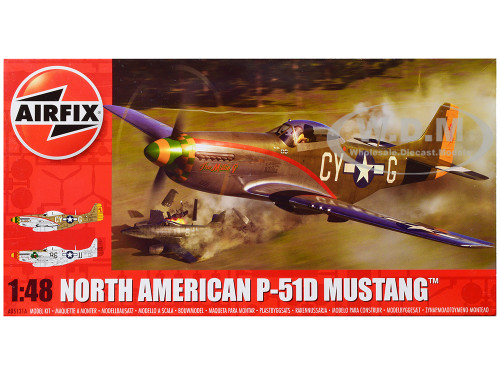 Level 2 Model Kit North American P 51D Mustang Fighter Aircraft with 2 Scheme Options 1/48 Plastic Model Kit Airfix A05131A