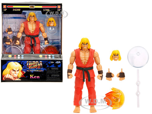 Ken 6 Moveable Figure with Accessories and Alternate Head and Hands Ultra Street Fighter II The Final Challengers 2017 Video Game Model Jada 34218