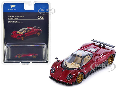 Pagani Zonda F Rosso Dubai Red Metallic Hypercar League Collection 1/64 Diecast Model Car PosterCars H02B