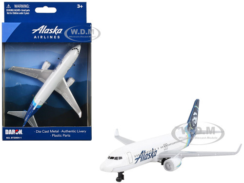 Commercial Aircraft Alaska Airlines White with Blue Tail Diecast Model Airplane Daron RT3994-1