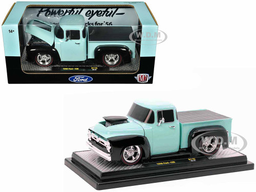 1956 Ford F-100 Pickup Truck Light Blue and Black Limited Edition