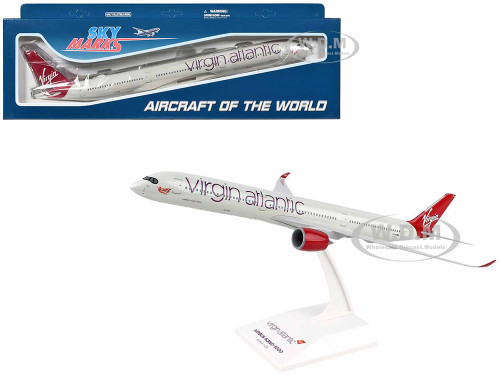 Airbus A350 1000 Commercial Aircraft Virgin Atlantic Airways G VXWB Gray with Red Tail Snap Fit 1/200 Plastic Model Skymarks SKR1012
