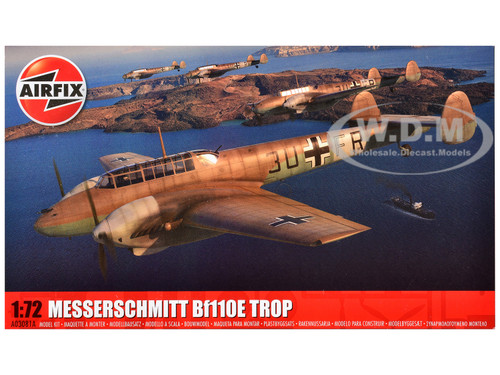 Level 2 Model Kit Messerschmitt Bf110E E 2 TROP Fighter Aircraft with 2 Scheme Options 1/72 Plastic Model Kit Airfix A03081A