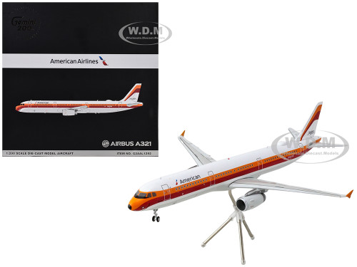 Airbus A321 Commercial Aircraft American Airlines PSA N582UW White with Red and Orange Stripes Gemini 200 Series 1/200 Diecast Model Airplane GeminiJets G2AAL1292