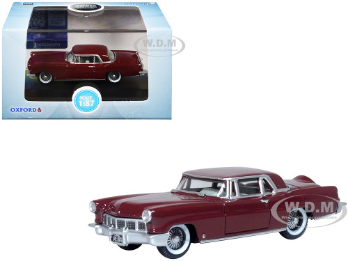 1956 Lincoln Continental Mark II Dark Red 1/87 (HO) Scale Diecast Model Car Oxford Diecast 87LC56005