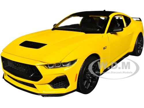2024 Ford Mustang GT 5 0 Yellow with Black Top NEX Models Series 1/25 Diecast Model Car Welly 24123W-YL