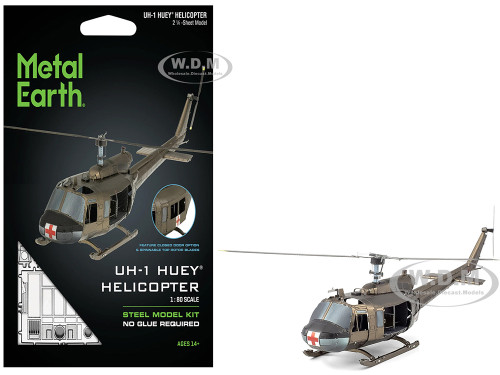 Model Kit Bell UH 1 Iroquois Helicopter Huey United States Army Moderate Difficulty Steel Model Metal Earth ME1003