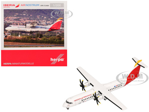 ATR 72 600 Commercial Aircraft Iberia Regional 9H NCD White with Red Tail 1/200 Diecast Model Airplane Herpa HE573313