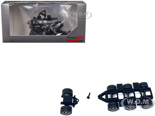 Lowboy Tri Axle Booster with Integrated Rear Axle 2 Sets 1/87 (HO) Plastic Model Promotex 005525BK
