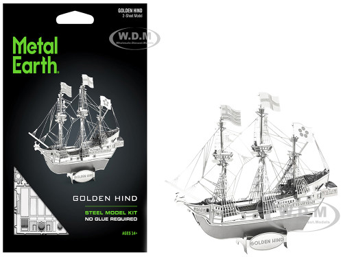 Model Kit Golden Hind Galleon Moderate Difficulty Steel Model Metal Earth MMS049