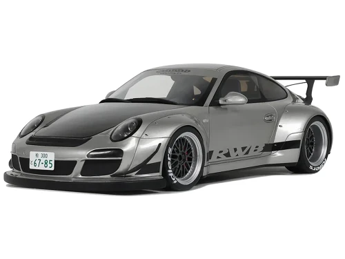 2024 Porsche 911 RWB Abu Silver Metallic with Black Hood 1/18 Model Car GT Spirit GT483