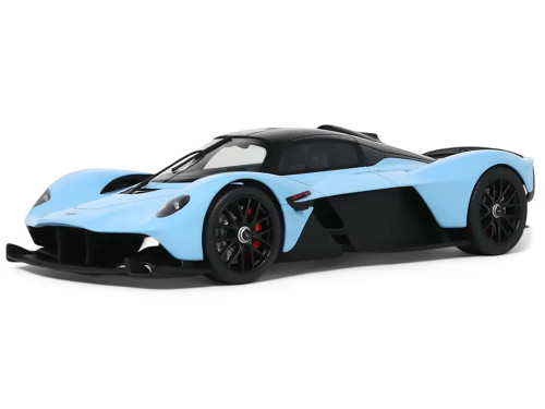2023 Aston Martin Valkyrie Light Blue with Black Top 1/18 Model Car GT Spirit GT915