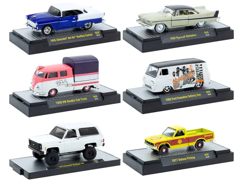 Auto Thentics 6 piece Set Release 99 IN DISPLAY CASES Limited Edition 1/64 Diecast Model Cars M2 Machines 32500-99