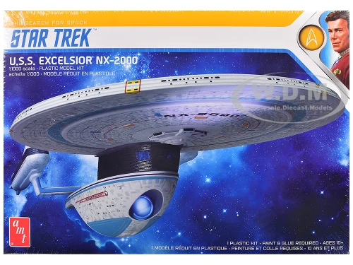 Skill 2 Model Kit U S S Excelsior NX 2000 Space Ship Star Trek III The Search for Spock 1984 Movie 1/1000 Scale Model AMT AMT1257M
