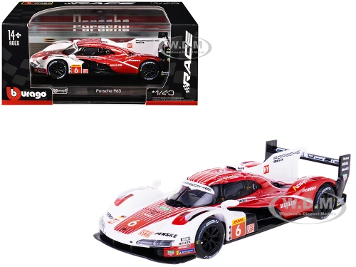 Porsche 963 #6 Kevin Estre Andre Lotterer Laurens Vanthoor Porsche Penske Motorsport Drivers Winner FIA World Endurance Championship 2024 with Display Case Race Series 1/43 Diecast Model Car Bburago 38319