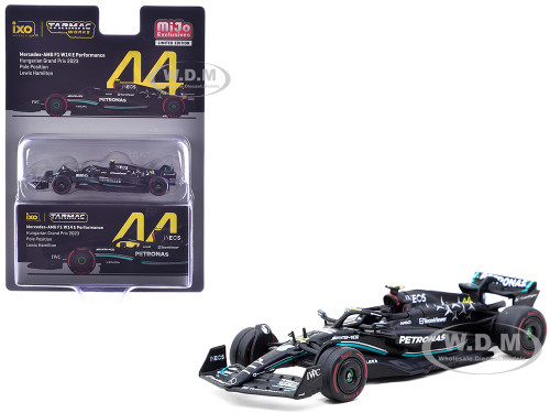 Mercedes AMG F1 W14 E Performance #44 Lewis Hamilton Pole Position Formula One F1 Hungarian GP 2023 Global64 Series 1/64 Diecast Model Car Tarmac Works T64G-F064-LH1