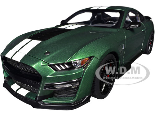 Ford Mustang Shelby GT500 Eruption Green Metallic with White Stripes 1/18 Model Car Autoart 73097