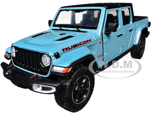 2021 Jeep Gladiator Rubicon Closed Top Pickup Truck Blue with Black Top 1/24 1/27 Diecast Model Car Motormax 79368bl