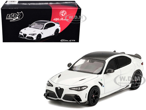 Alfa Romeo Giulia GTA White with Carbon Top 1/64 Diecast Model Car