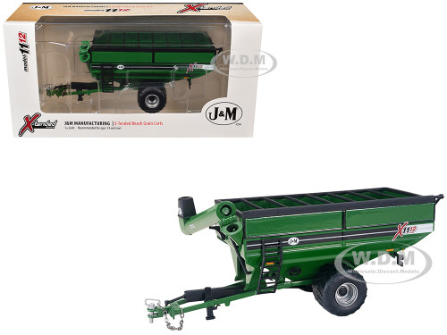 J&M 1112 X Tended Reach Grain Cart with Wheels Green 1/64 Diecast Model SpecCast JMM030
