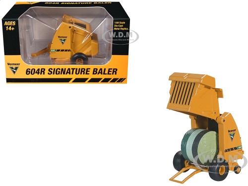 Vermeer 604R Signature Baler Yellow with Bale 1/64 Diecast Model SpecCast VMR007